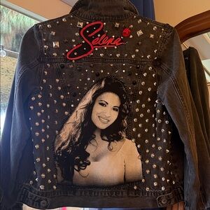 Locally Custom Made Vintage SELENA Black Studded Denim Jacket